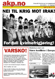 Forsida til avisa akp.no nr 2, 2003