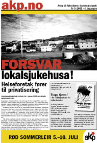 Forsida til avisa akp.no nr 5, 2005