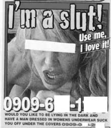 Telesexannonse:&nbsp;I'm a slut!